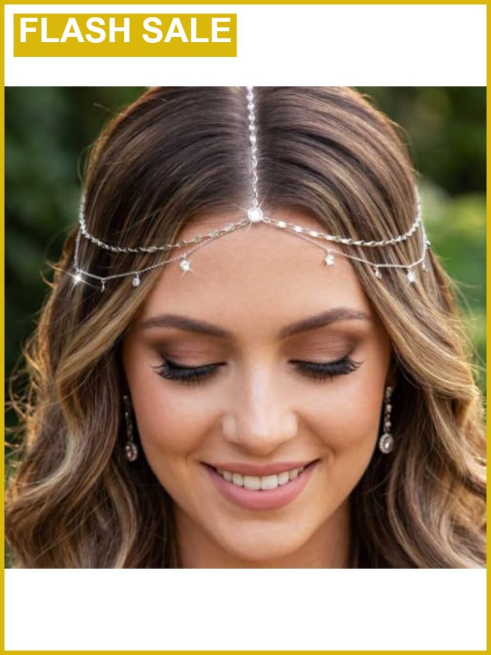 Rhinestone Head Chain Silver Wedding Headpiece Boho Jewelry for Women